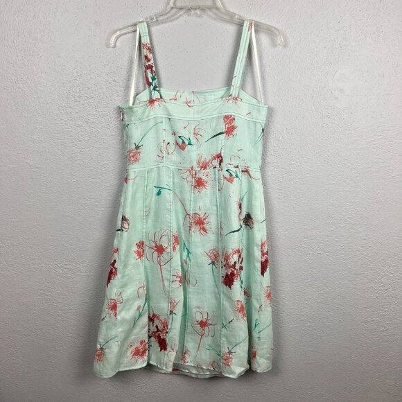 Ann Taylor Women's 100% Linen Blue Printed Sleeveless A Line Dress Size 4P - Picture 4 of 7